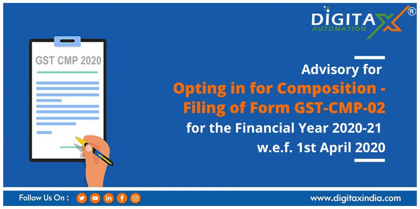Advisory for Opting in for Composition – Filing of Form GST-CMP-02 for the Financial Year 2020-21 w.e.f. 1st April 2020